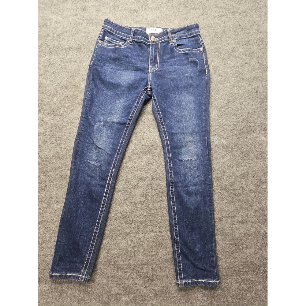VGS Jeans Skinny Women Size 8(32x28) Mid-Rise Blue Embellished Flap Pocket